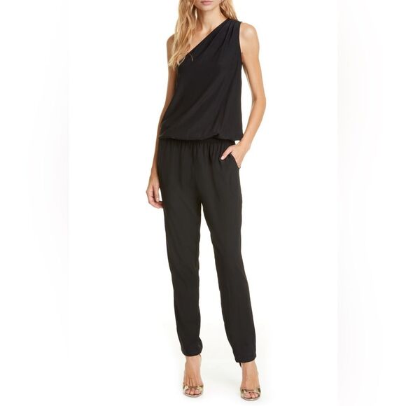 Ramy Brook Pants - Ramy Brook Lulu  Black Silk One Shoulder Jumpsuit, Size XS